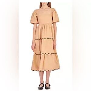 English Factory Apricot Scalloped Dress - worn once - size S